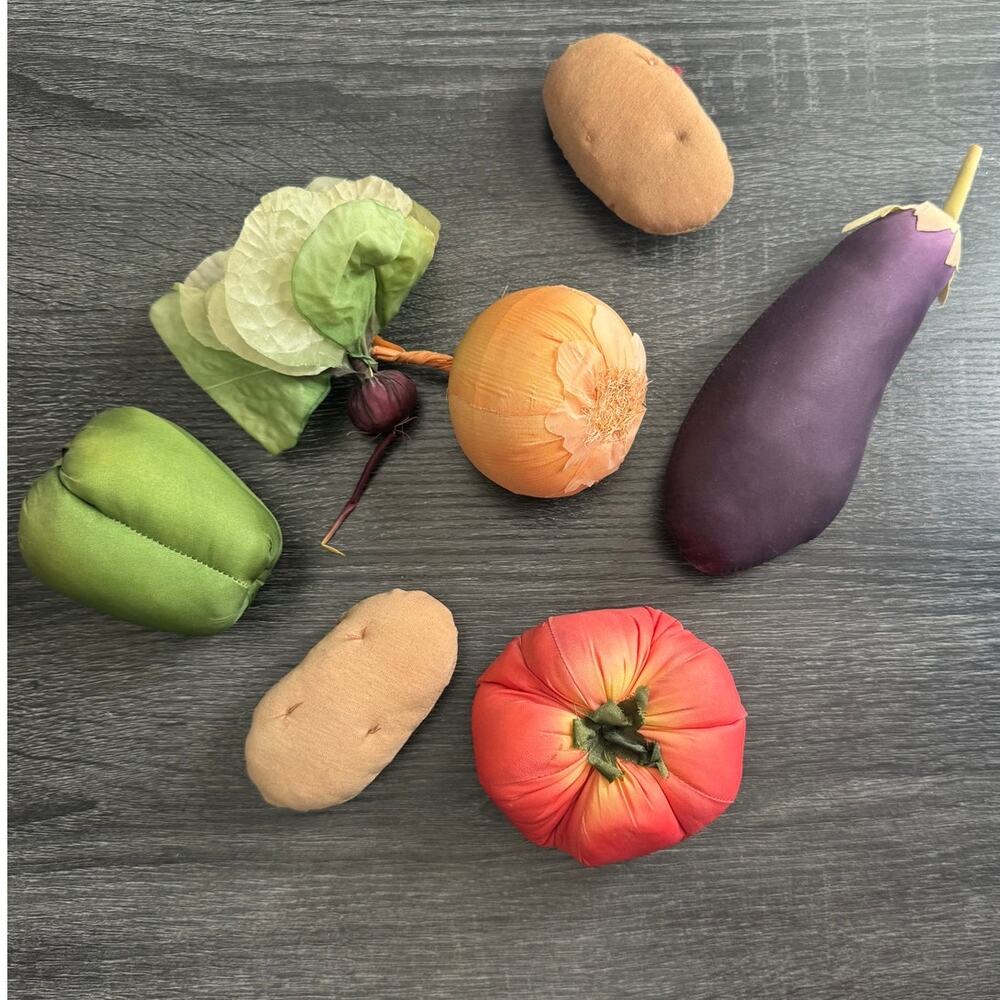 Vintage Fake Fruit Made Of Soft Materials Potatoes Tomato Pepper Eggplant Beet